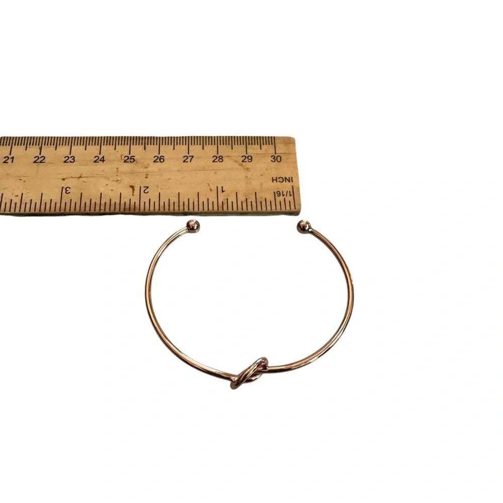 14K Gold Plated Knot Cuff Bracelet Open Bangle Minimalist Adjustable